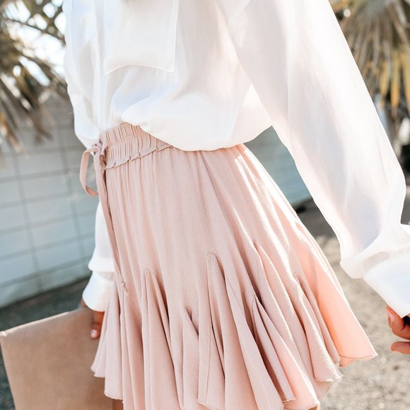 SWING + SHOUT RUFFLE MINI SKIRT - BLUSH - Picture 6 of 9